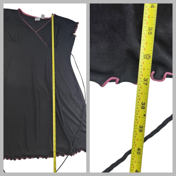 Vintage Giorgio Fiorlini Dress Womens XL Black Pink Twee Coquette Fit Flare Lace - Picture 12 of 13